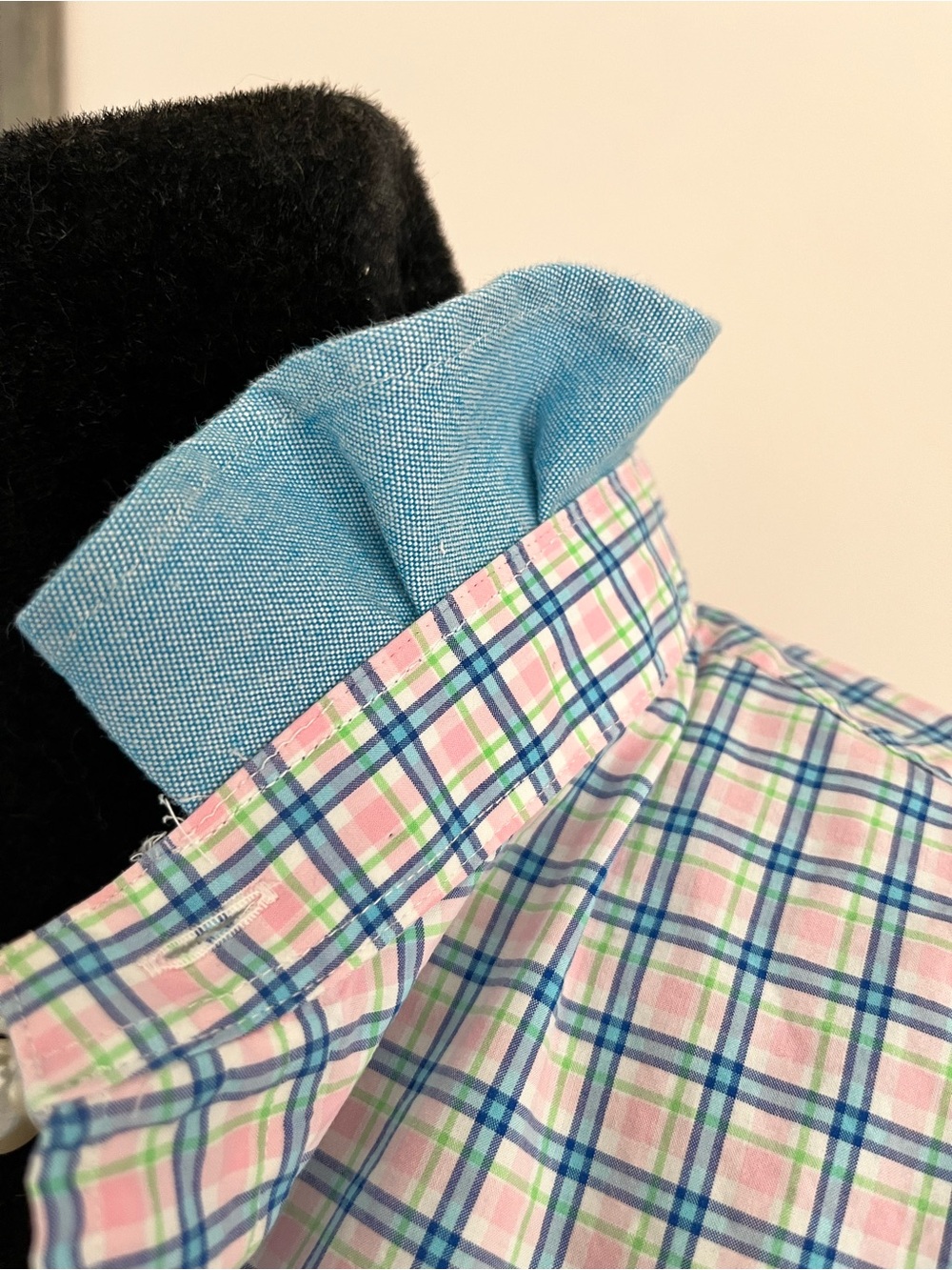 Refashioned Ralph Lauren Pink, Blue & Green Plaid Button-Down Ruffle Collar - Picture 4 of 8